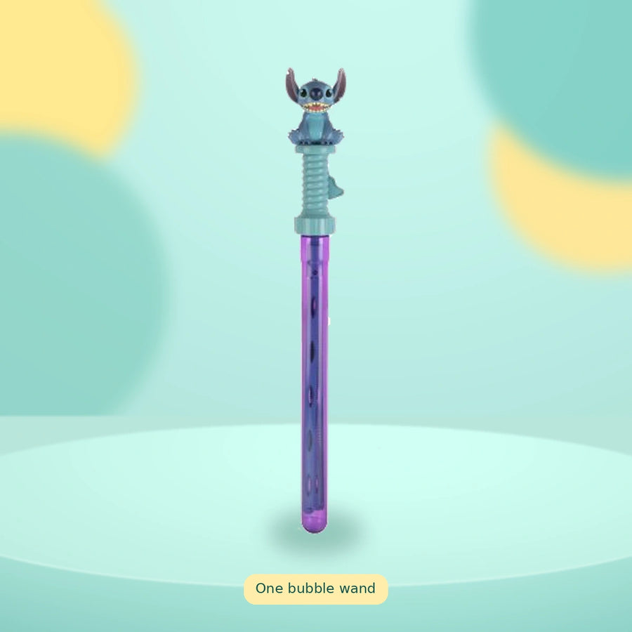 Stitch 2 in 1 Mega Bubble Wand on a playful mint studio display — One bubble wand