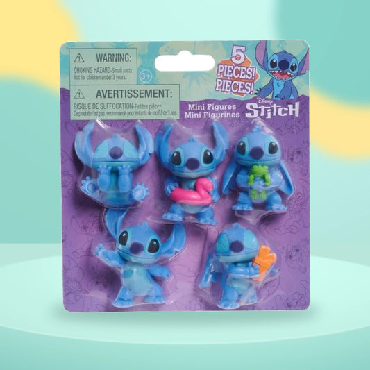 Stitch! 5 Figure Pack on a playful mint studio display