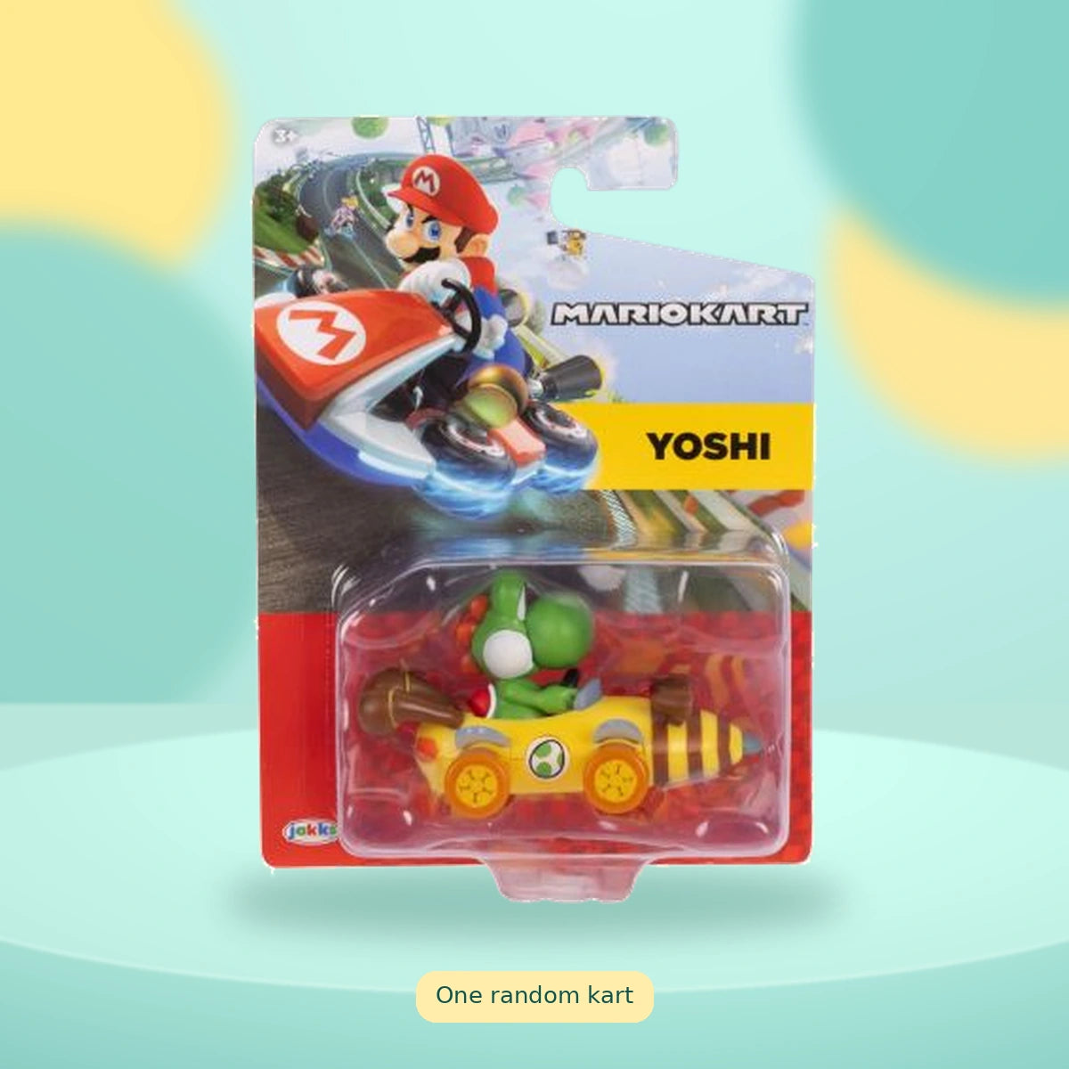 Super Mario Kart Racers Wave 6 - Mystery Pick on a playful mint studio display — One random kart