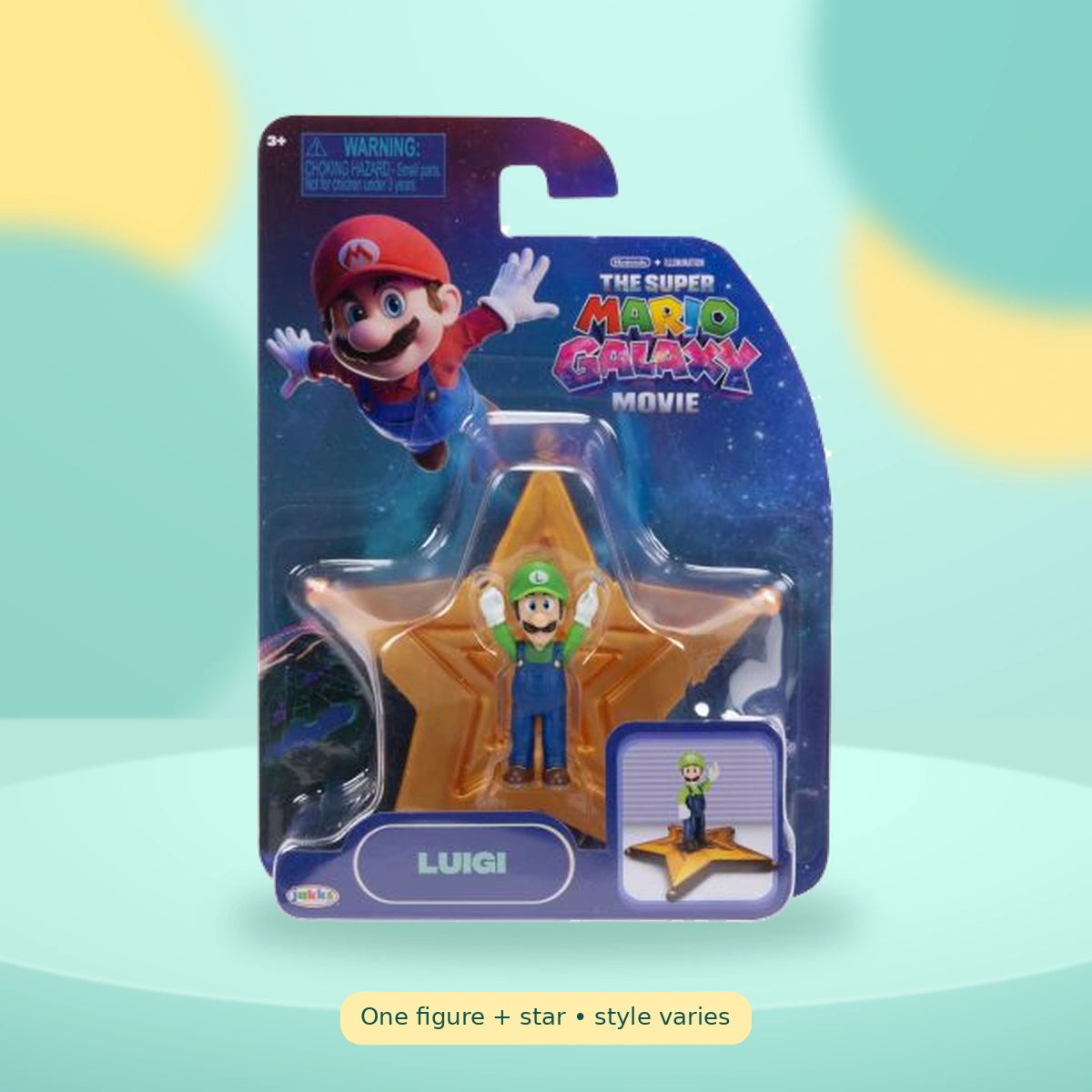The Super Mario Galaxy Movie - 1.5” Figure with Star on a playful mint studio display — One figure + star • style varies