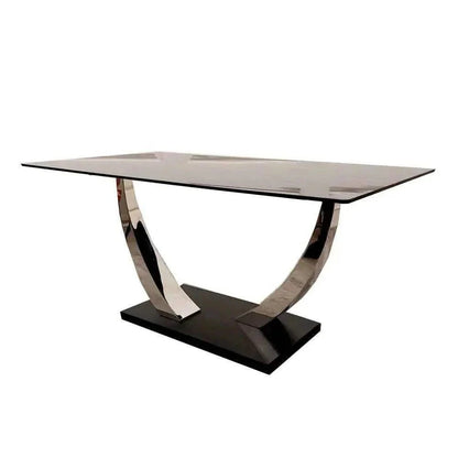 Venus 1.6 Chrome Dining Table with Black Sintered Stone Top With 4 Luna Velvet Dining Chairs UK Beds Direct ltd