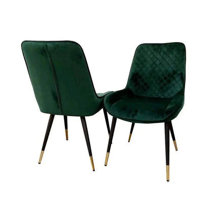 Venus 1.6 Chrome Dining Table with Black Sintered Stone Top With 4 Luna Velvet Dining Chairs UK Beds Direct ltd