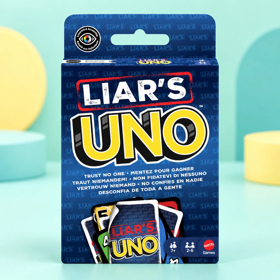 Uno Liars shown in full on a pale teal studio background